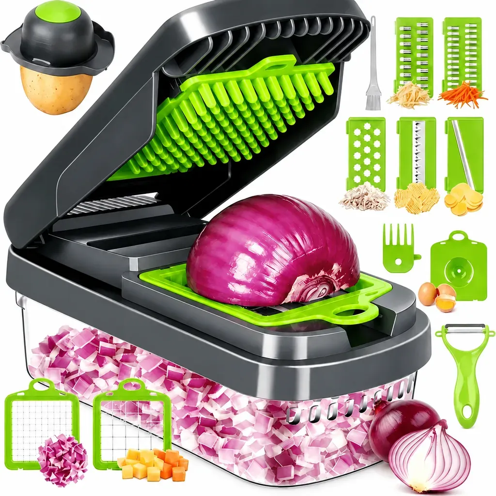 15-in-1 Multifunctional Food Chopper with 7 Blades and Container (3-Pack)